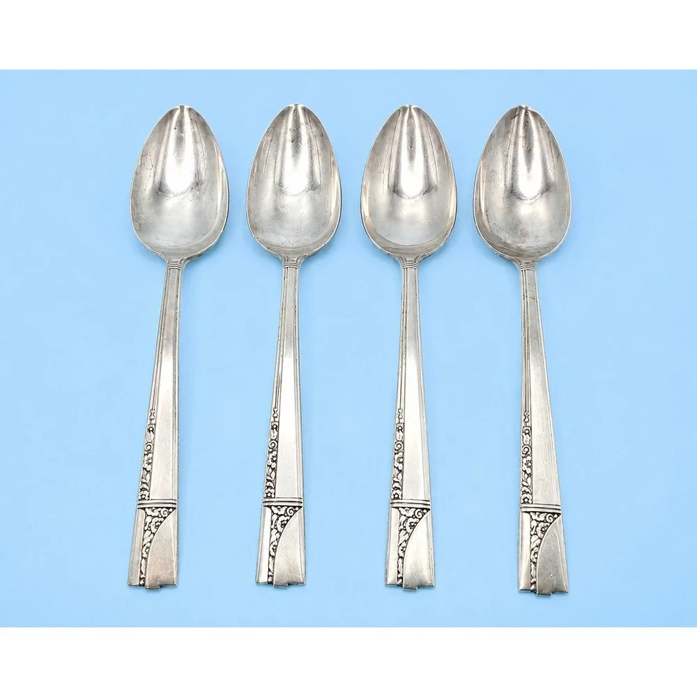 Vintage Oneida Nobility Plate‎ Caprice Silverplate Serving Spoons Set of 4 -957
